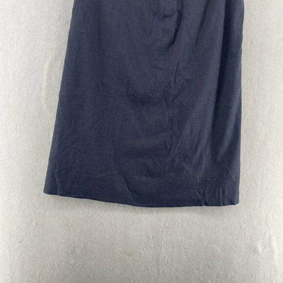 Tahari Straight Skirt Women Sz 4 Navy Blue Lined Seamless Mid Length Linen Blend - Picture 8 of 11